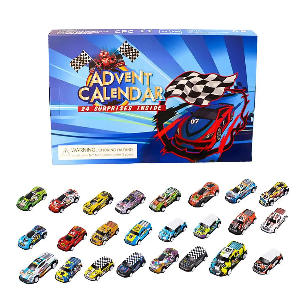 Boîte de calendrier de l'avent 24 jours, 24 pièces, Mini voiture , jouets, calendrier de compte à rebours de noël, cadeaux de noël pour garçons et filles