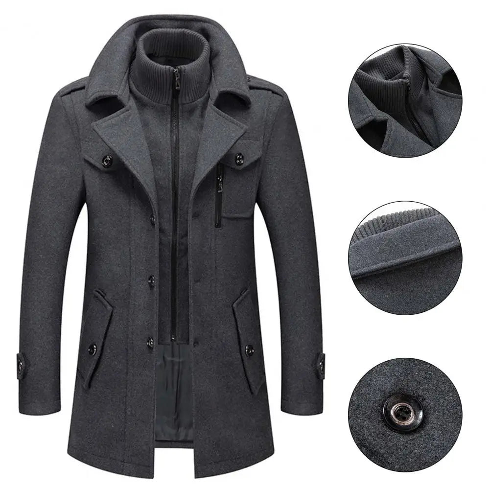 Manteau d'affaires en laine pour hommes, automne/hiver, veste Anti-froid à Double col à la mode, pardessus en laine