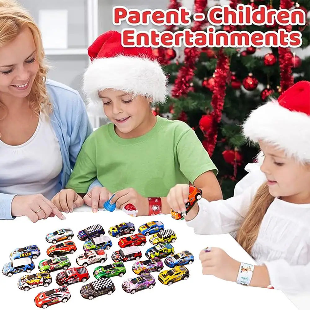 Boîte de calendrier de l'avent 24 jours, 24 pièces, Mini voiture , jouets, calendrier de compte à rebours de noël, cadeaux de noël pour garçons et filles