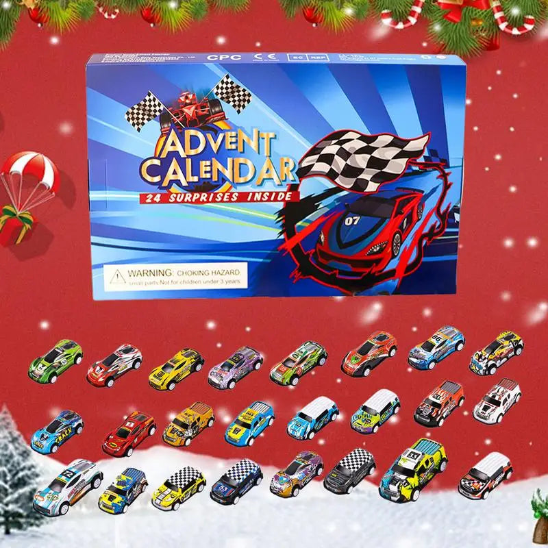 Boîte de calendrier de l'avent 24 jours, 24 pièces, Mini voiture , jouets, calendrier de compte à rebours de noël, cadeaux de noël pour garçons et filles