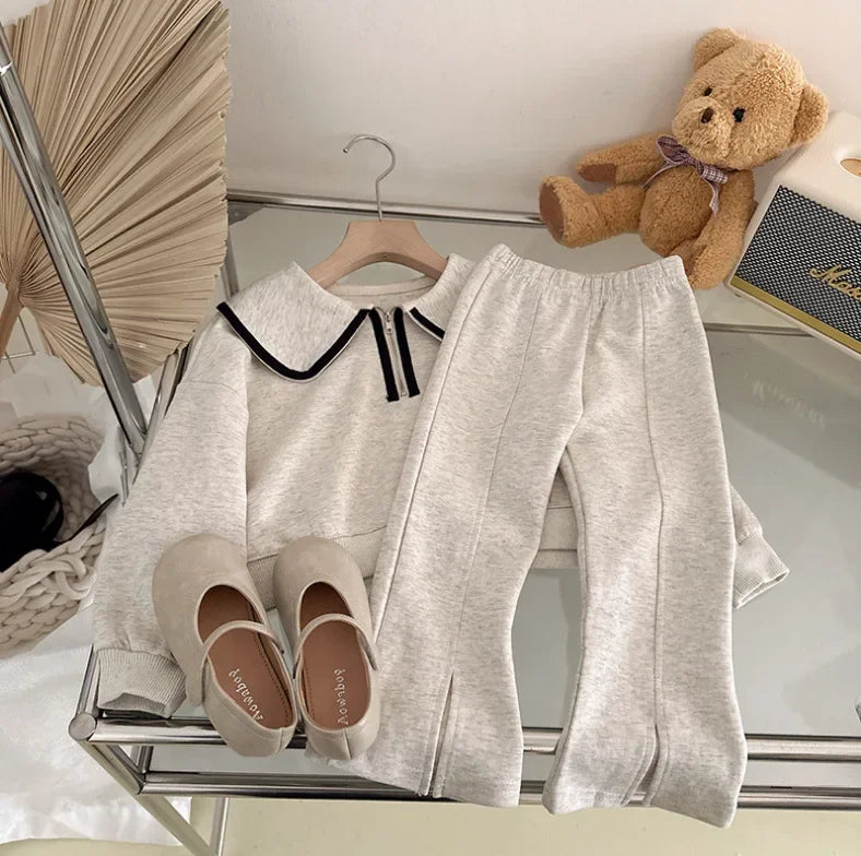 Ensembles de vêtements pour enfants pull à revers + pantalon ample 2 pièces ensemble pour enfants filles de 2 à 7 ans ensemble de tenue pour bébé fille vêtements pour petites filles