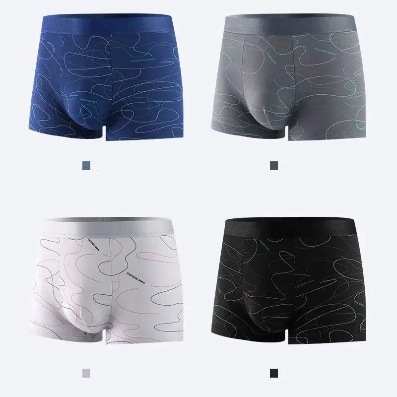 4/8 pièces homme boxeurs imprimé caleçons U convexe culotte mâle mode confortable Shorts hommes solide respirant doux sous-vêtements L-4XL