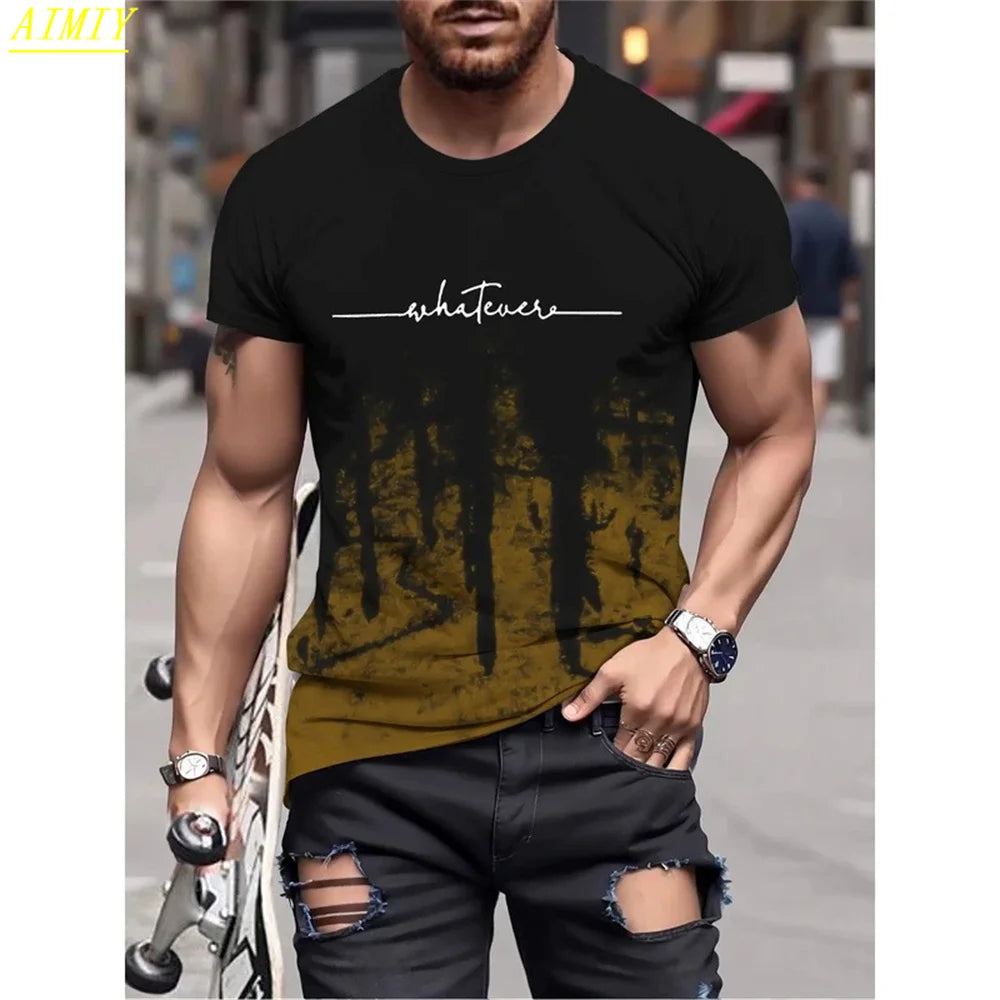 Mode D'été 3D Rayure Lettre Impression homme T-shirt Hip Hop Tendance Harajuku Streetwear Décontracté O-cou Surdimensionné T-shirts Hommes Hauts