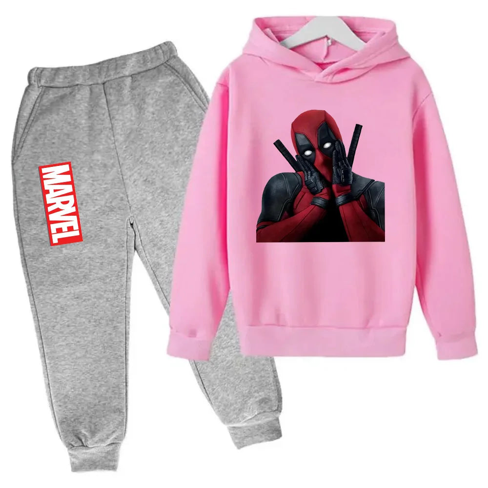 Marvel Deadpool sweat à capuche enfants pantalon costume 2 pièces ensemble garçon fille printemps automne sweat vêtements survêtements enfants à capuche Sportsuit