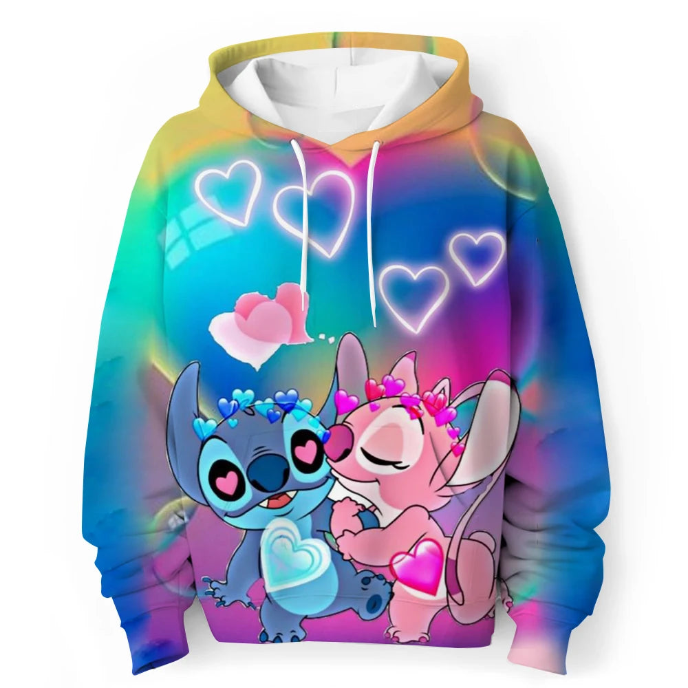 Kawaii Lilo Stitch 4-14 ans enfants Anime sweat garçons filles belle point sweats à capuche garçons vêtements imprimer dessin animé graphique enfants