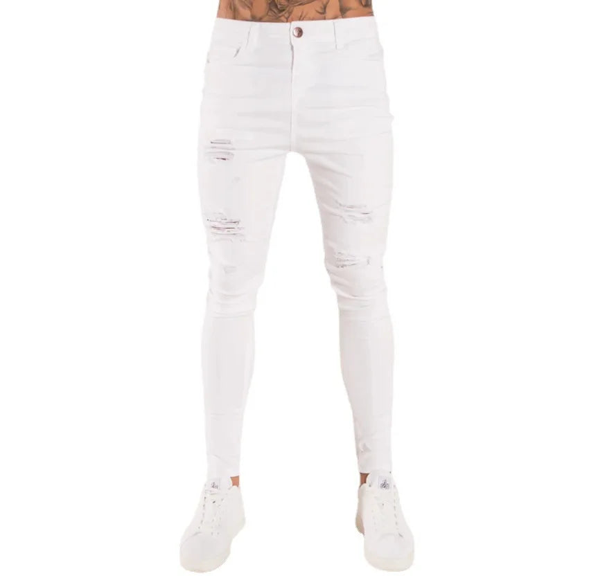 Nouveaux hommes Skinny déchiré jean mode, coupe mince Stretch décontracté Denim