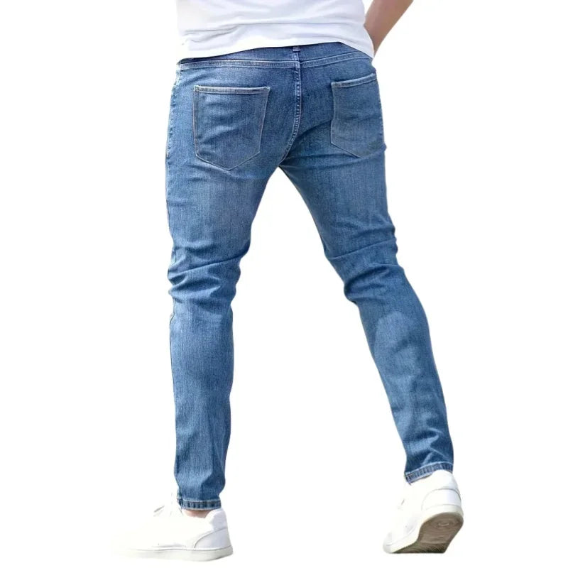 Pantalon rétro extensible pour hommes, jean Slim décontracté, coupe cintrée, en Denim, solide, mode crayon, pantalon droit, vêtements pour hommes