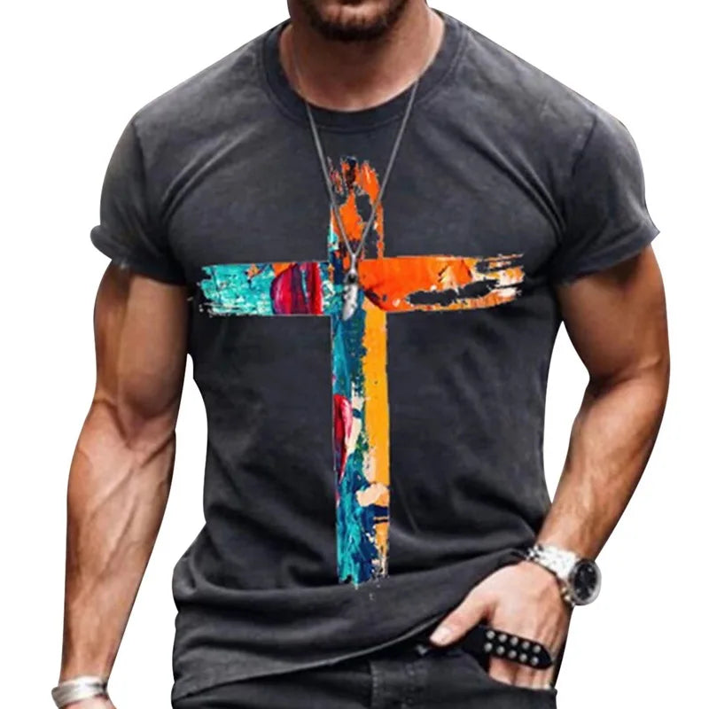 T-shirt col rond pour hommes, Streetwear, Cool, surdimensionné, imprimé drapeau américain, été, 2023