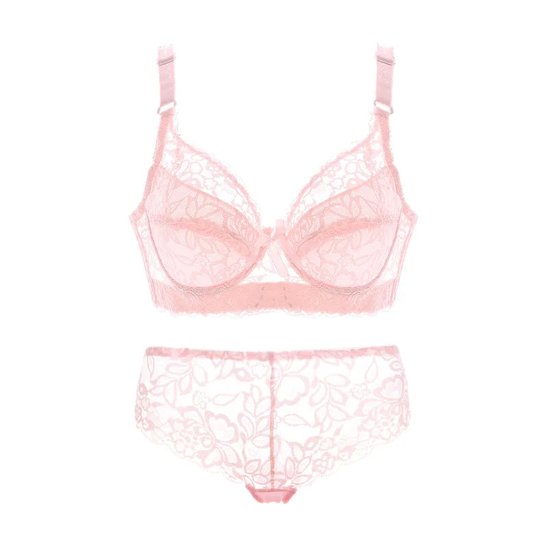 Ensemble de soutiens-gorge Sexy en dentelle, culotte fine, grande taille, soutien-gorge Push Up, haut pour fille, Lingerie intime