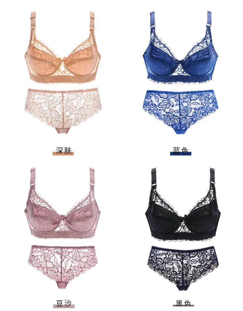 Ensemble de soutiens-gorge Sexy en dentelle, culotte fine, grande taille, soutien-gorge Push Up, haut pour fille, Lingerie intime