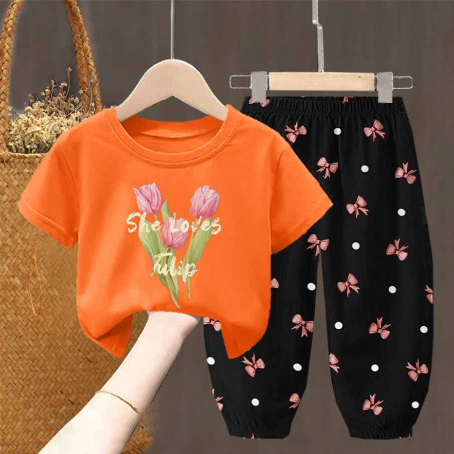 Ensembles d'été vêtements pour enfants filles enfants en bas âge vêtements mignon mode T-shirt haut pantalon 2 pièces bébé fille vêtements