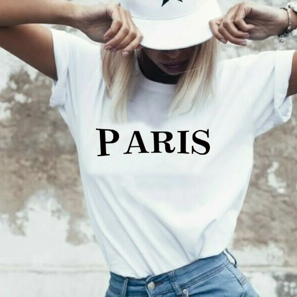 T-Shirts Femme Col Rond Manches Courtes Texte Simple Imprimé Mode D'été Décontracté T-Shirts Femme Hauts Tee