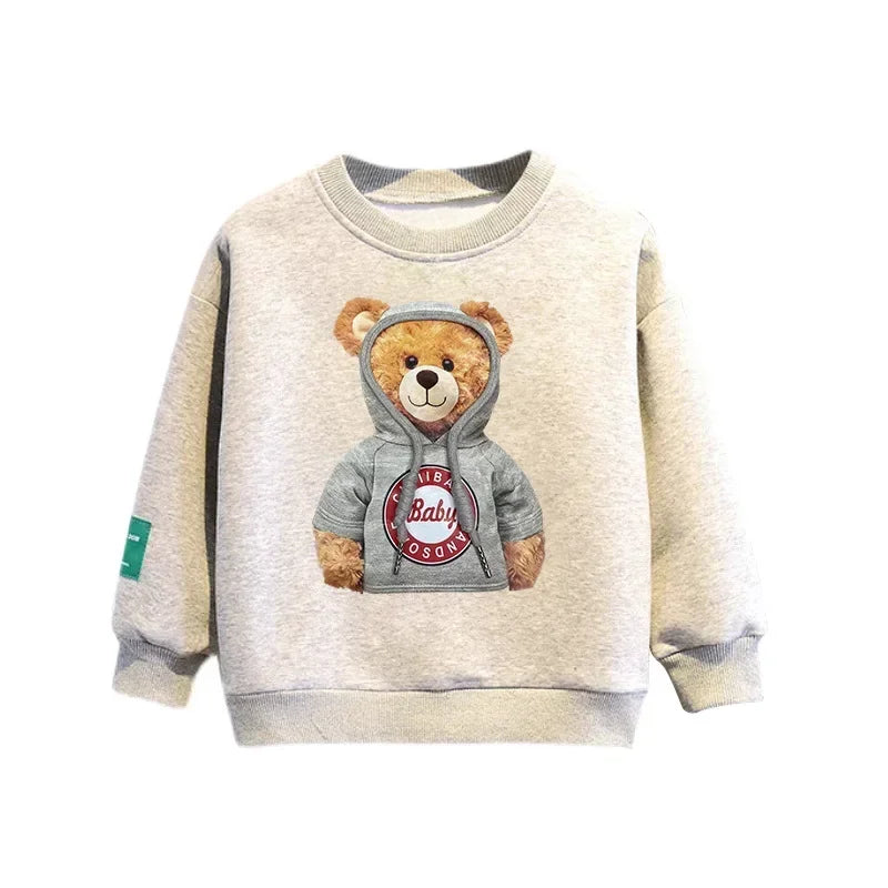 Ensemble de vêtements d'automne pour bébés filles et garçons, sweat-shirt avec ours de dessin animé, pantalon et haut à boutons, costume deux pièces, survêtement en coton