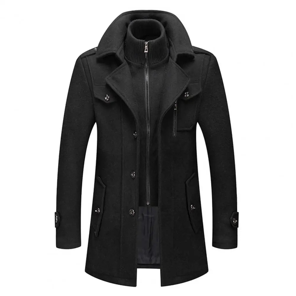 Manteau d'affaires en laine pour hommes, automne/hiver, veste Anti-froid à Double col à la mode, pardessus en laine