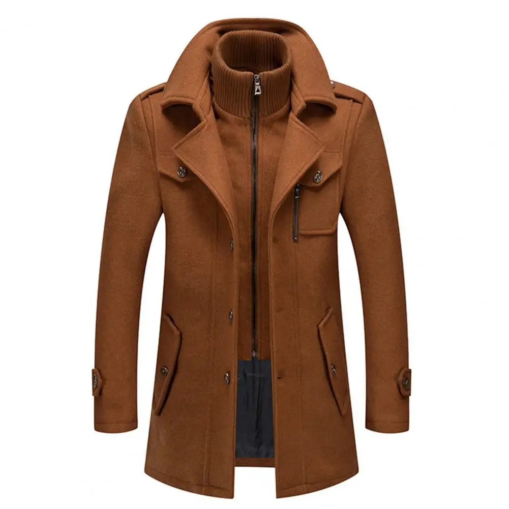 Manteau d'affaires en laine pour hommes, automne/hiver, veste Anti-froid à Double col à la mode, pardessus en laine