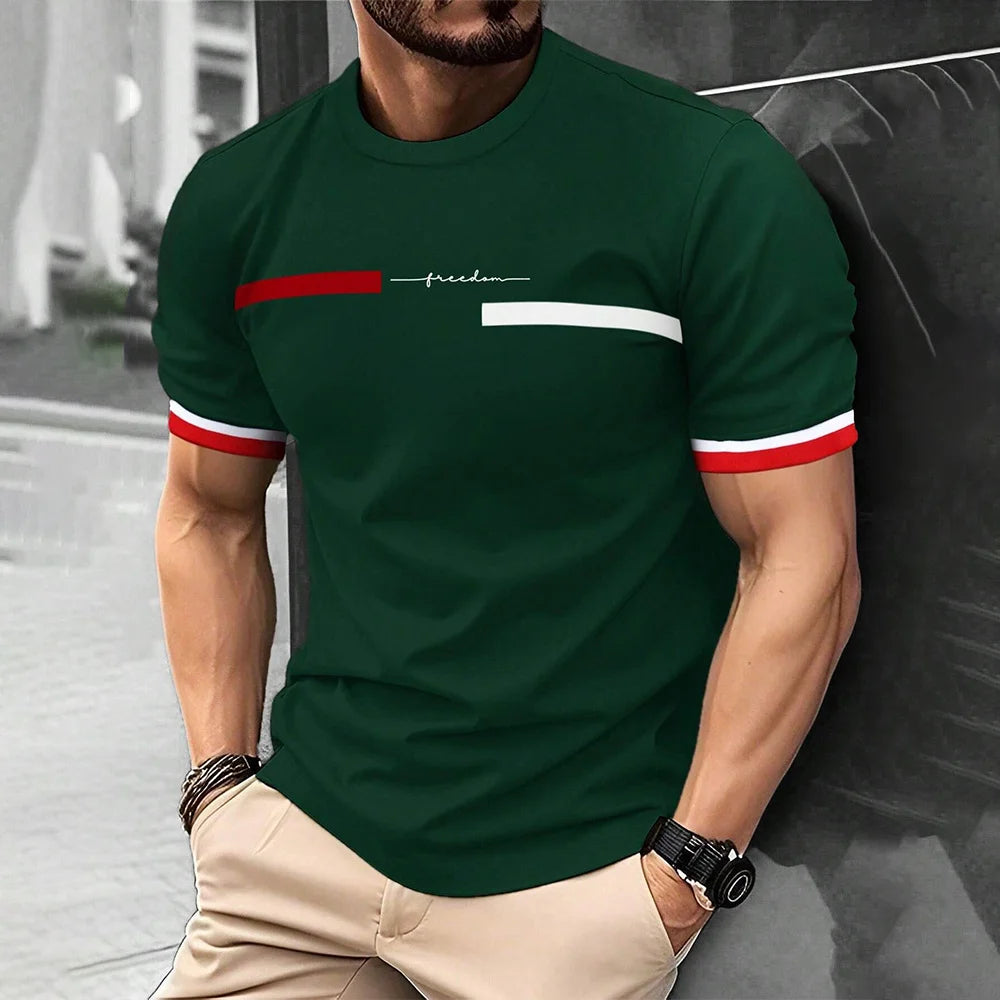 Mode D'été 3D Rayure Lettre Impression homme T-shirt Hip Hop Tendance Harajuku Streetwear Décontracté O-cou Surdimensionné T-shirts Hommes Hauts