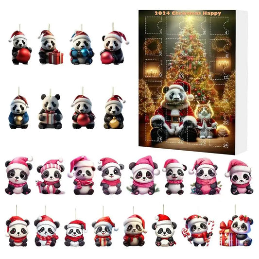 2024 Weihnachten Adventskalender Spielzeug Geschenkbox Panda Ornament Weihnachtsbaum Dekoration Dackel Ornamente für Urlaub Party