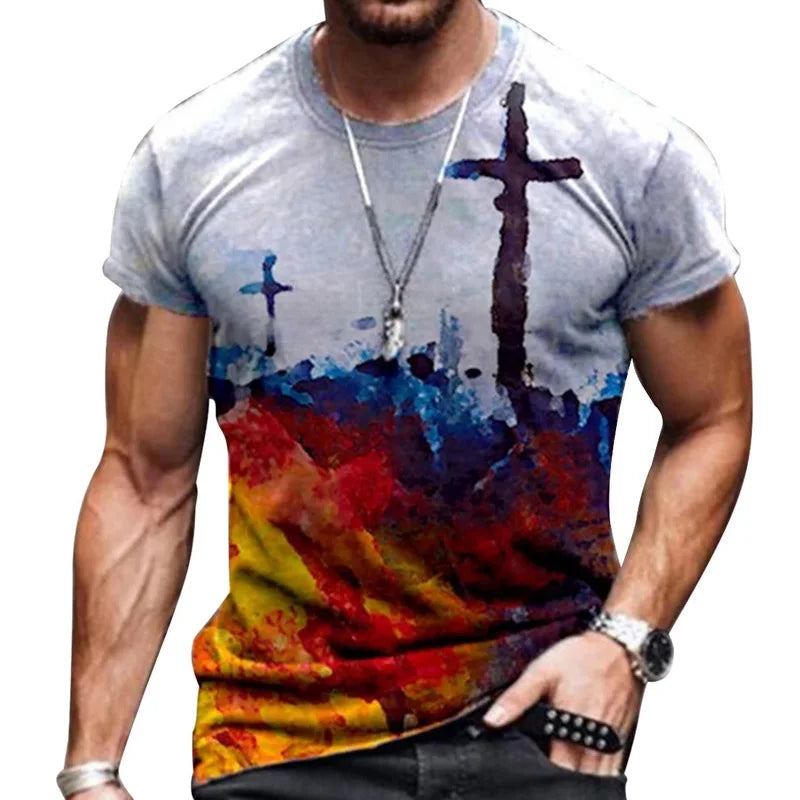 T-shirt col rond pour hommes, Streetwear, Cool, surdimensionné, imprimé drapeau américain, été, 2023