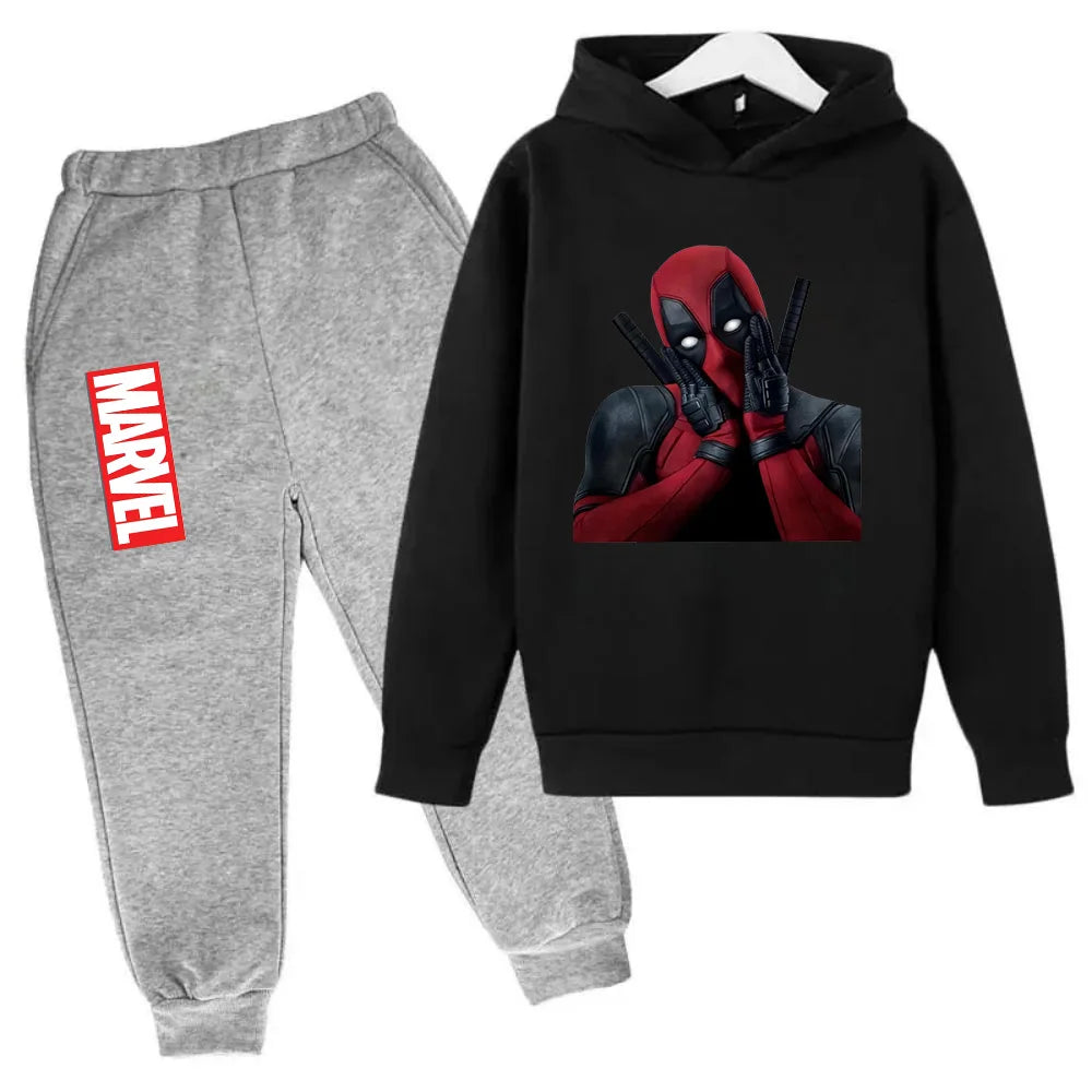 Marvel Deadpool sweat à capuche enfants pantalon costume 2 pièces ensemble garçon fille printemps automne sweat vêtements survêtements enfants à capuche Sportsuit