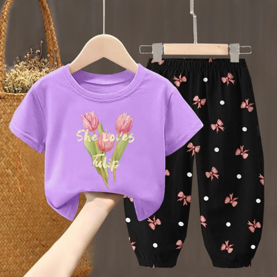 Ensembles d'été vêtements pour enfants filles enfants en bas âge vêtements mignon mode T-shirt haut pantalon 2 pièces bébé fille vêtements