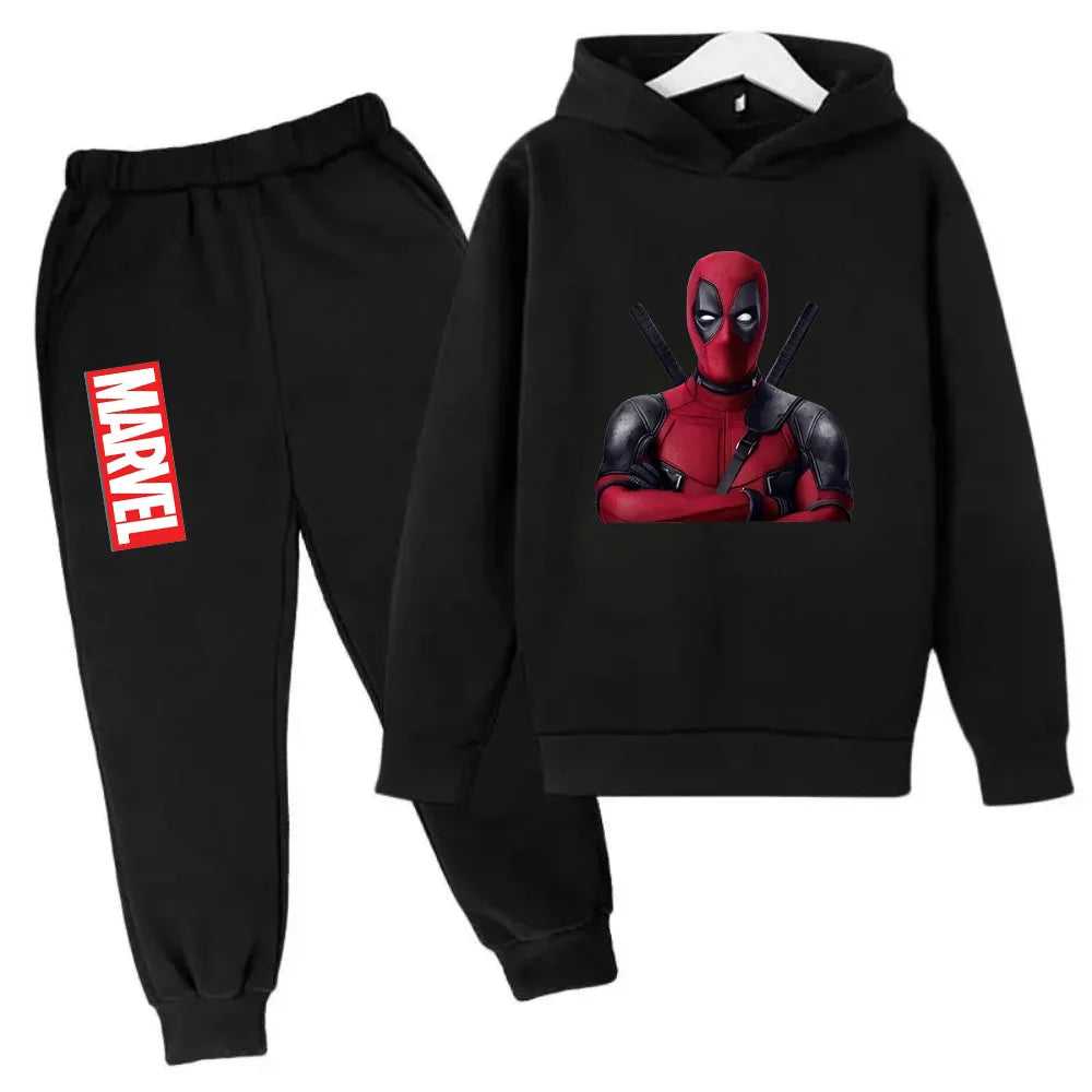 Marvel Deadpool sweat à capuche enfants pantalon costume 2 pièces ensemble garçon fille printemps automne sweat vêtements survêtements enfants à capuche Sportsuit