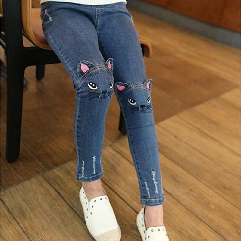 filles décontracté Denim pantalons longs enfant bébé fille jean vêtements mode enfants pantalon slim imprime vêtements