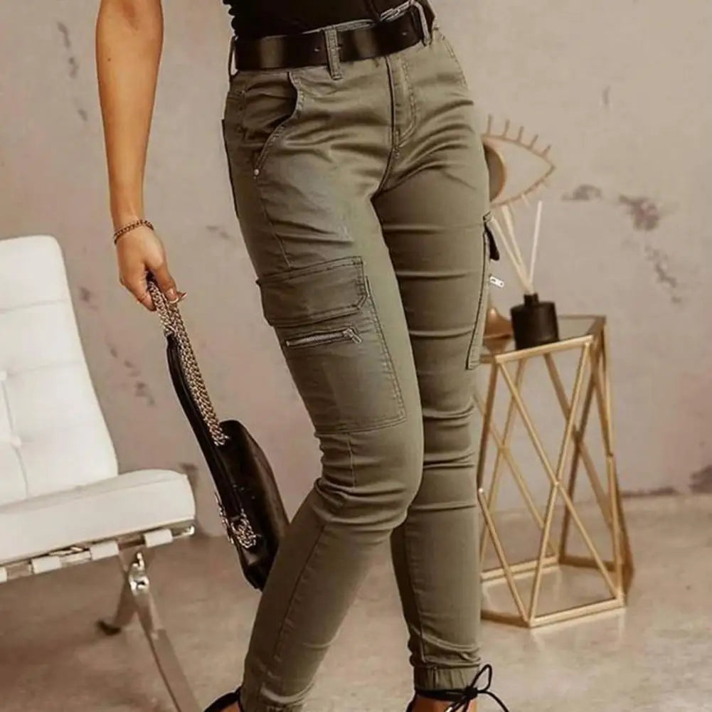 Pantalon femme tendance pantalon Cargo femme taille basse pantalon à fermeture éclair noué à la cheville pantalon Slim