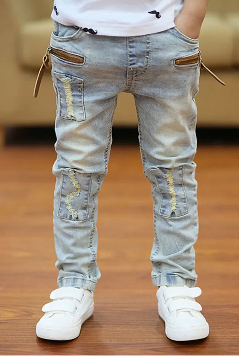 IENENS 4-11Y garçons Slim jean droit été classique couleur claire bas enfants Denim pantalons longs enfants bébé garçon pantalon décontracté