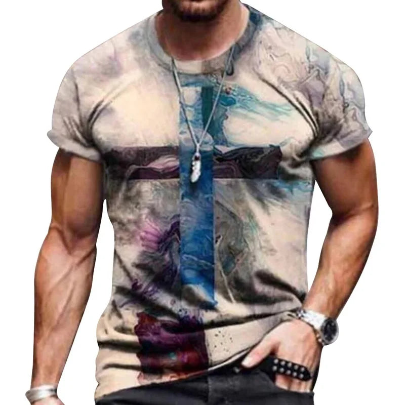 T-shirt col rond pour hommes, Streetwear, Cool, surdimensionné, imprimé drapeau américain, été, 2023