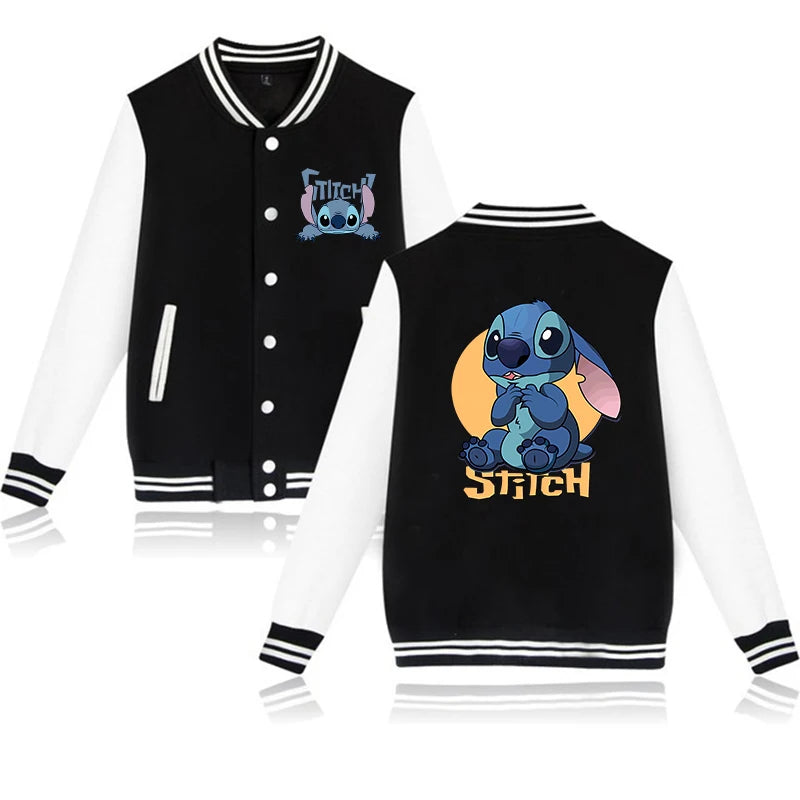 90s Disney Sweat à capuche Lilo Stitch Veste de baseball Hommes Femmes Sweat Enfants Garçons Filles Harajuku Vestes Streetwear College Coats