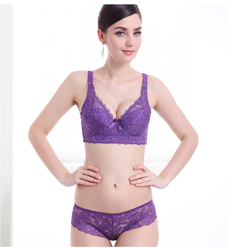 Ensemble de soutiens-gorge Sexy en dentelle, culotte fine, grande taille, soutien-gorge Push Up, haut pour fille, Lingerie intime