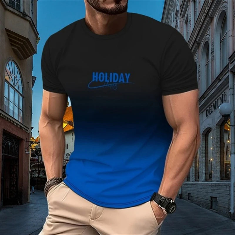 T-shirt à manches courtes pour hommes, nouveau style minimaliste imprimé, chemise créative et décontractée, tendance rétro de rue, col rond, haut ample décontracté