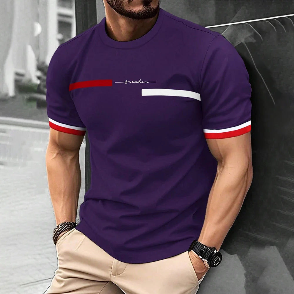 Mode D'été 3D Rayure Lettre Impression homme T-shirt Hip Hop Tendance Harajuku Streetwear Décontracté O-cou Surdimensionné T-shirts Hommes Hauts
