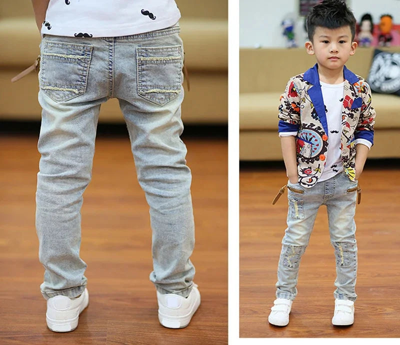 IENENS 4-11Y garçons Slim jean droit été classique couleur claire bas enfants Denim pantalons longs enfants bébé garçon pantalon décontracté