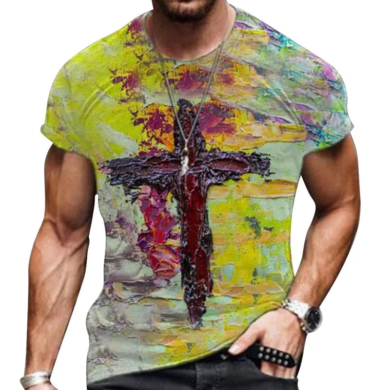 T-shirt col rond pour hommes, Streetwear, Cool, surdimensionné, imprimé drapeau américain, été, 2023