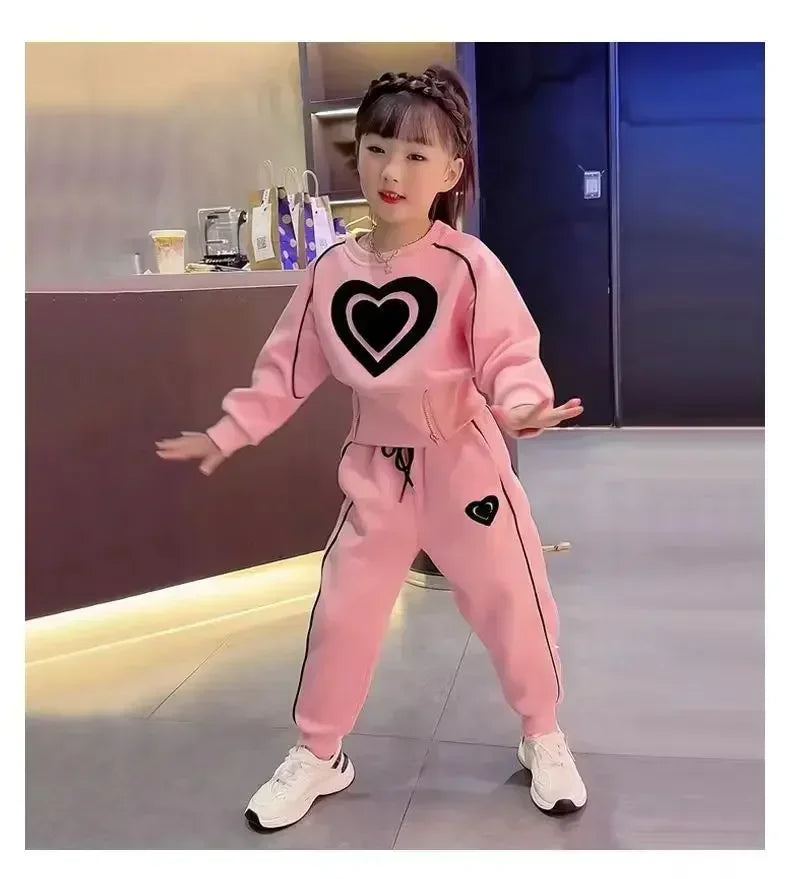 Ensemble de vêtements pour filles, sweat-shirt et pantalon décontractés pour enfants, 2 pièces, survêtement, tenue pour enfants, vêtements de sport imprimés, 1-9, nouvelle collection printemps-automne