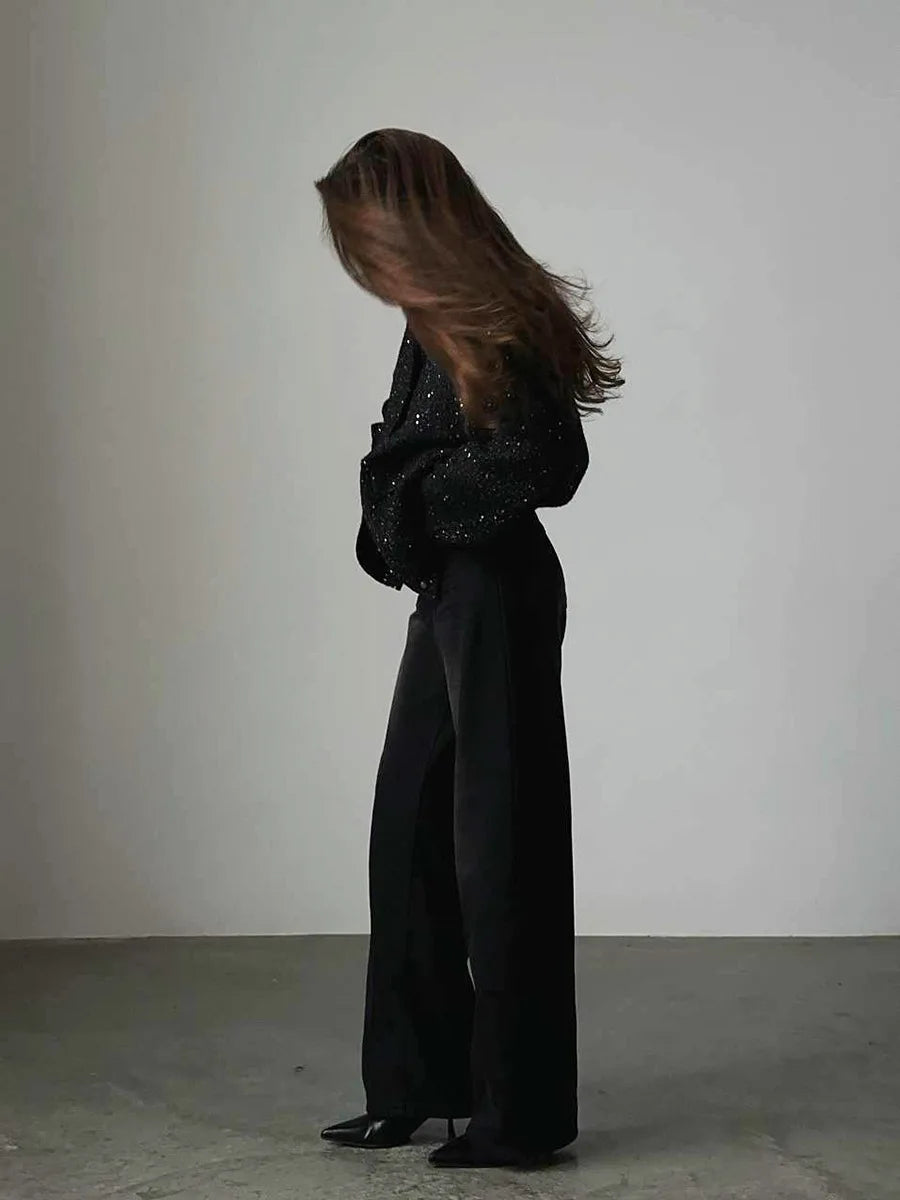 Veste à paillettes dorées pour femmes, nouvelle mode, col montant, ample, vêtements d'hiver, 2025