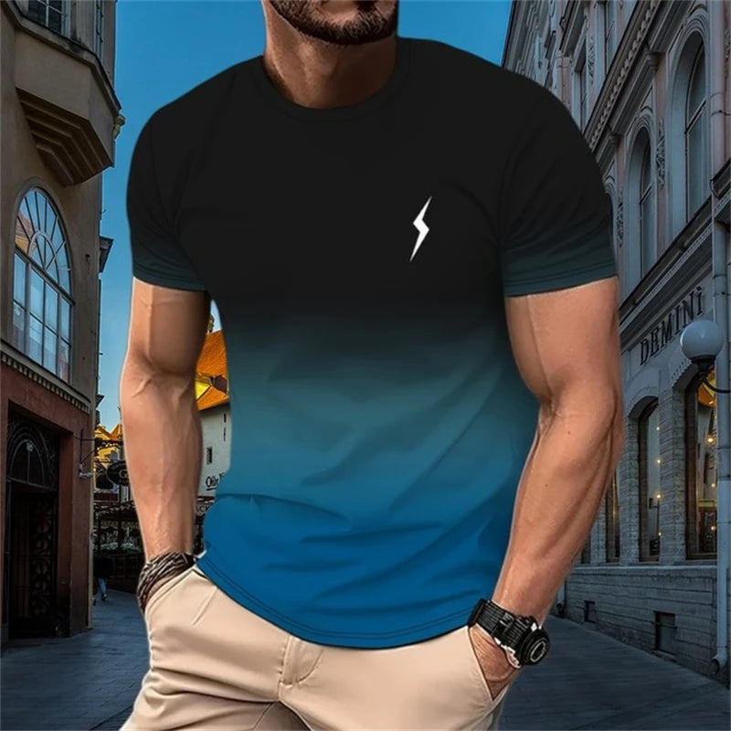 T-shirt à manches courtes pour hommes, nouveau style minimaliste imprimé, chemise créative et décontractée, tendance rétro de rue, col rond, haut ample décontracté