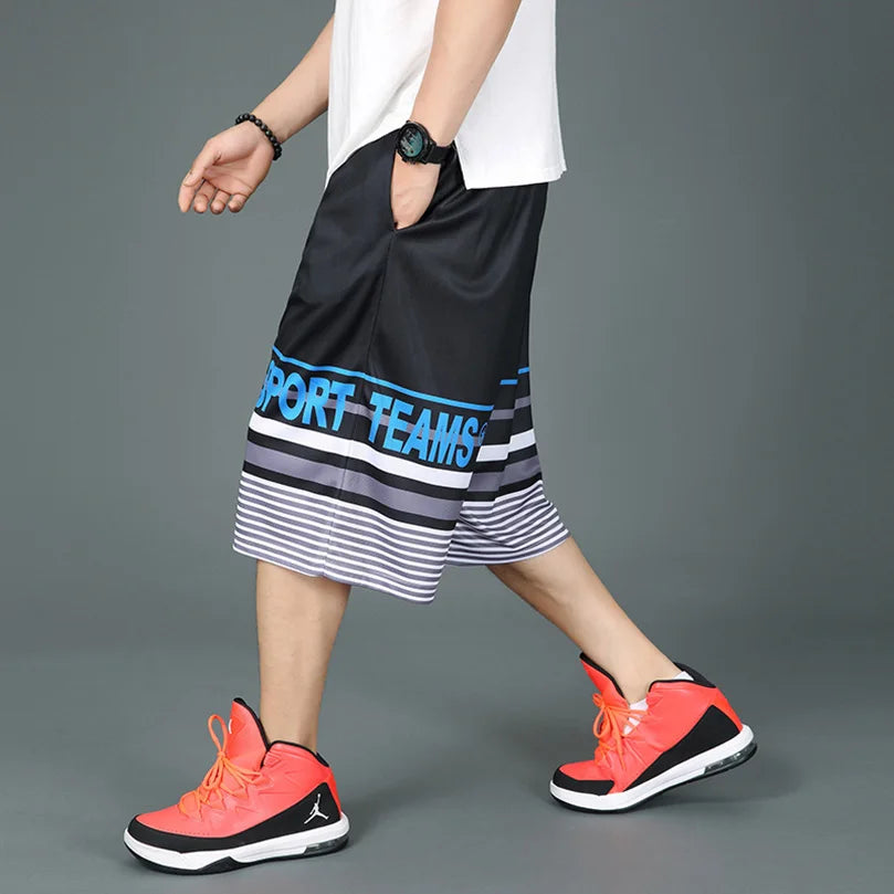 Baggy Shorts hommes Patchwork rayé lettre imprimer vêtements de sport surdimensionné Streetwear hommes sport entraînement pantalons de plage été