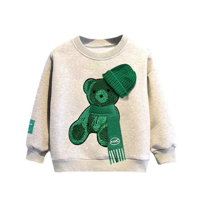 Ensemble de vêtements d'automne pour bébés filles et garçons, sweat-shirt avec ours de dessin animé, pantalon et haut à boutons, costume deux pièces, survêtement en coton