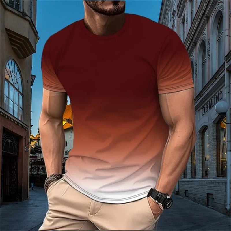 T-shirt à manches courtes pour hommes, nouveau style minimaliste imprimé, chemise créative et décontractée, tendance rétro de rue, col rond, haut ample décontracté