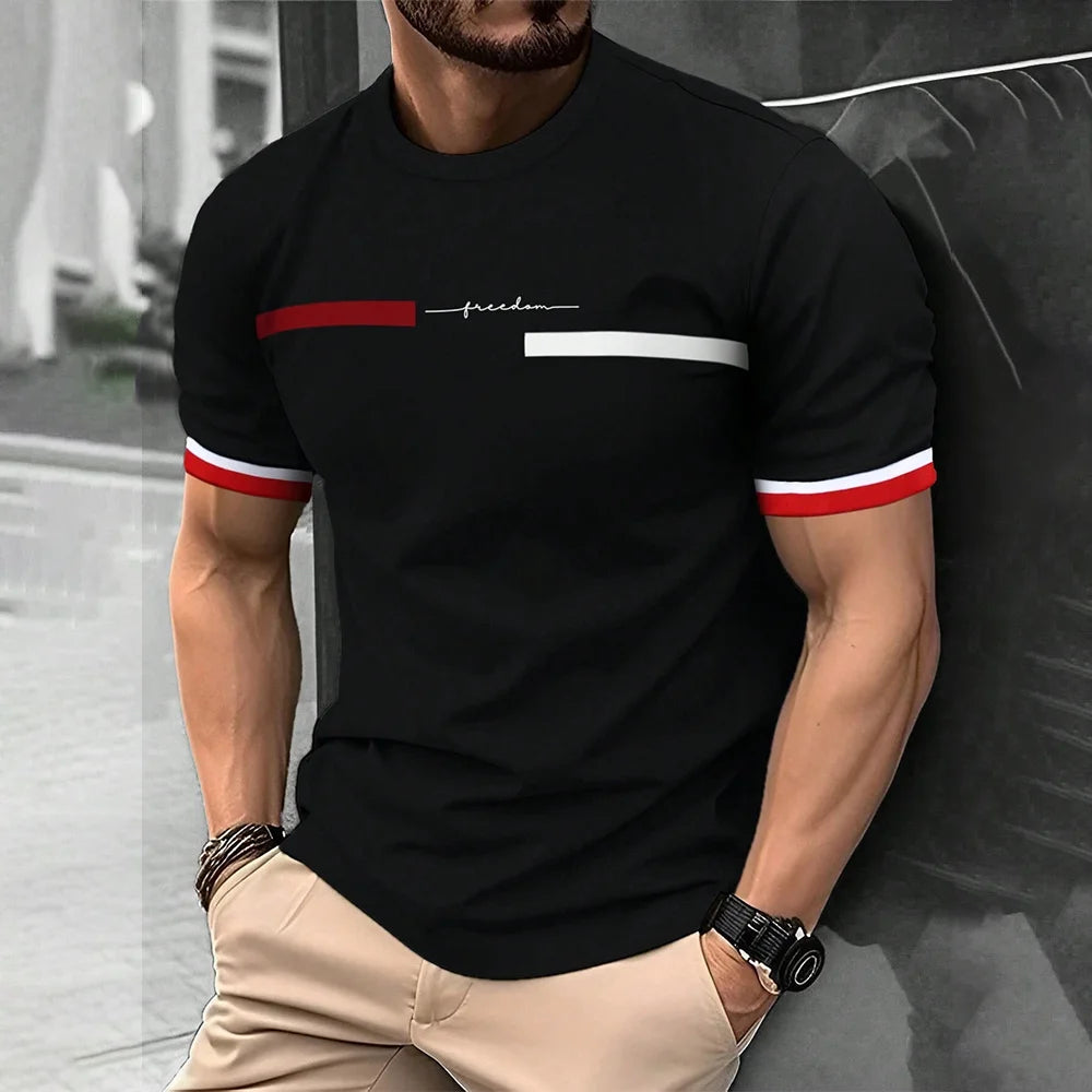 Mode D'été 3D Rayure Lettre Impression homme T-shirt Hip Hop Tendance Harajuku Streetwear Décontracté O-cou Surdimensionné T-shirts Hommes Hauts