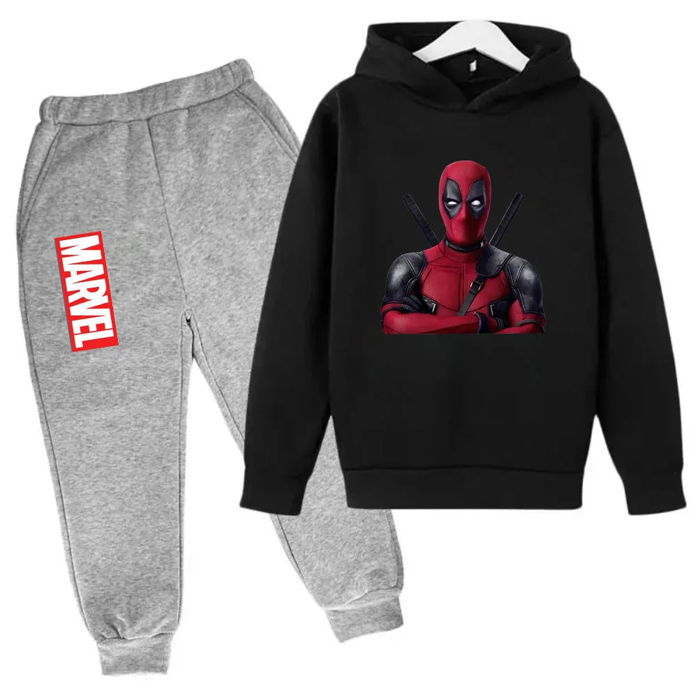 Marvel Deadpool sweat à capuche enfants pantalon costume 2 pièces ensemble garçon fille printemps automne sweat vêtements survêtements enfants à capuche Sportsuit