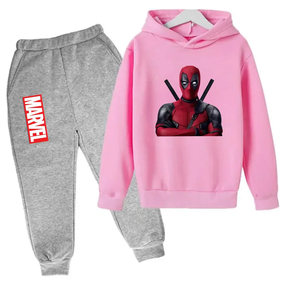 Marvel Deadpool sweat à capuche enfants pantalon costume 2 pièces ensemble garçon fille printemps automne sweat vêtements survêtements enfants à capuche Sportsuit