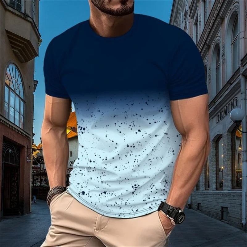 T-shirt à manches courtes pour hommes, nouveau style minimaliste imprimé, chemise créative et décontractée, tendance rétro de rue, col rond, haut ample décontracté