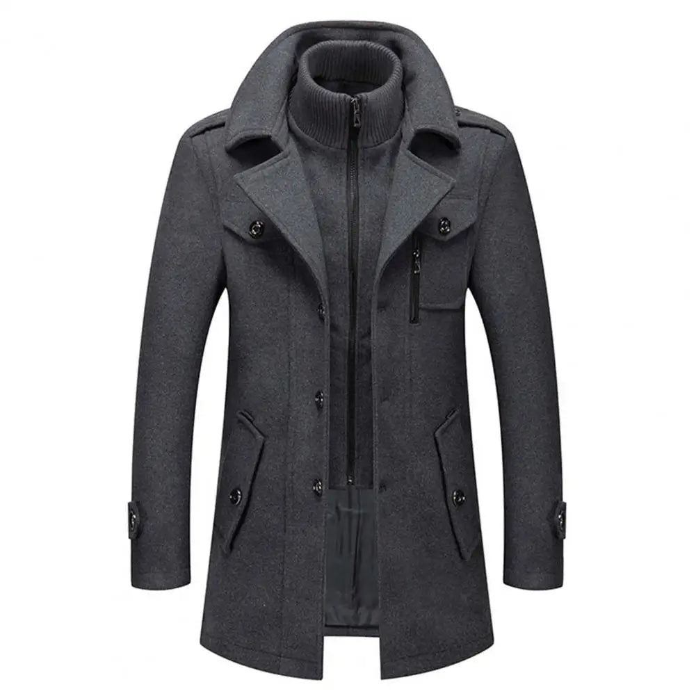 Manteau d'affaires en laine pour hommes, automne/hiver, veste Anti-froid à Double col à la mode, pardessus en laine