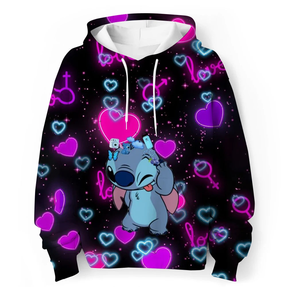 Kawaii Lilo Stitch 4-14 ans enfants Anime sweat garçons filles belle point sweats à capuche garçons vêtements imprimer dessin animé graphique enfants