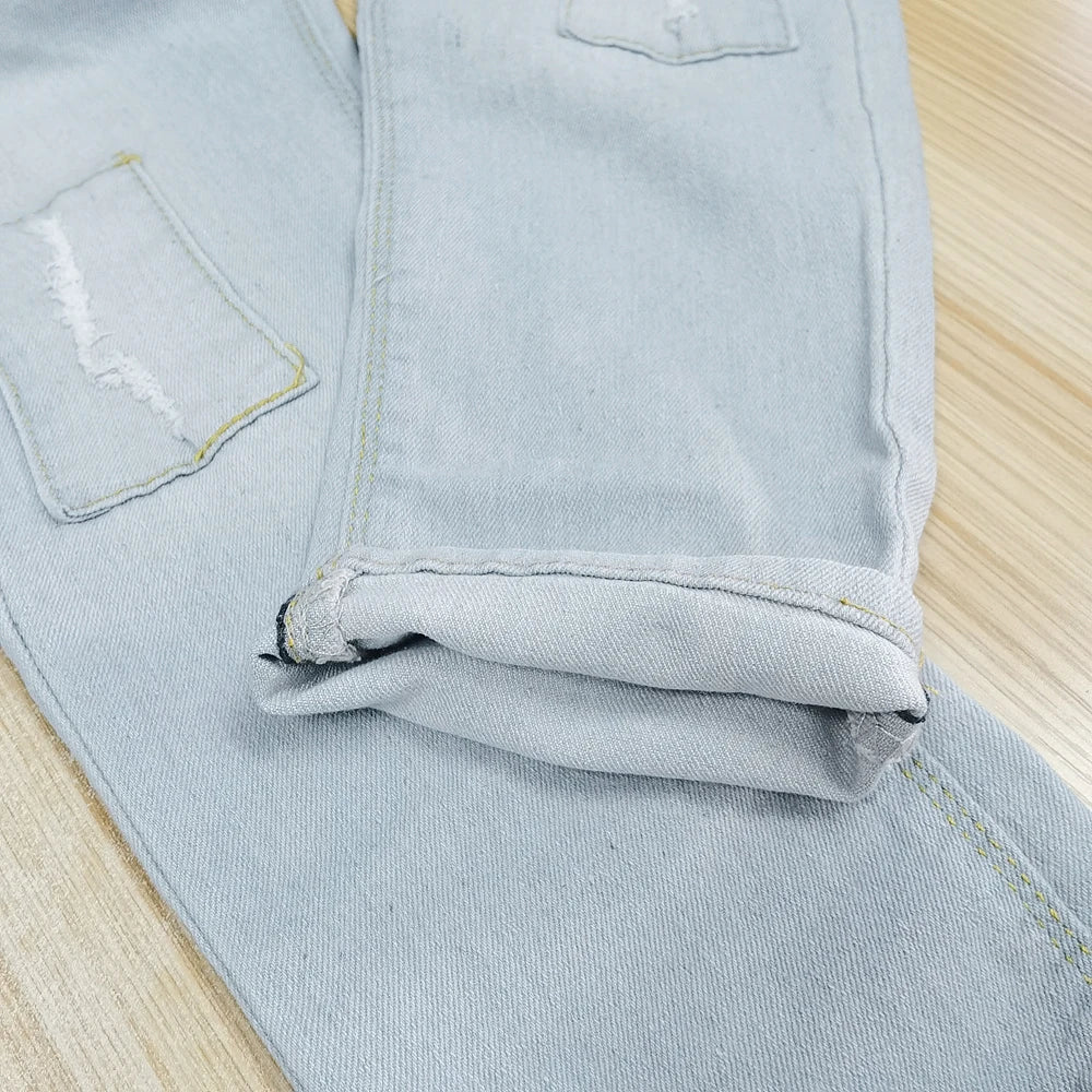 IENENS 4-11Y garçons Slim jean droit été classique couleur claire bas enfants Denim pantalons longs enfants bébé garçon pantalon décontracté