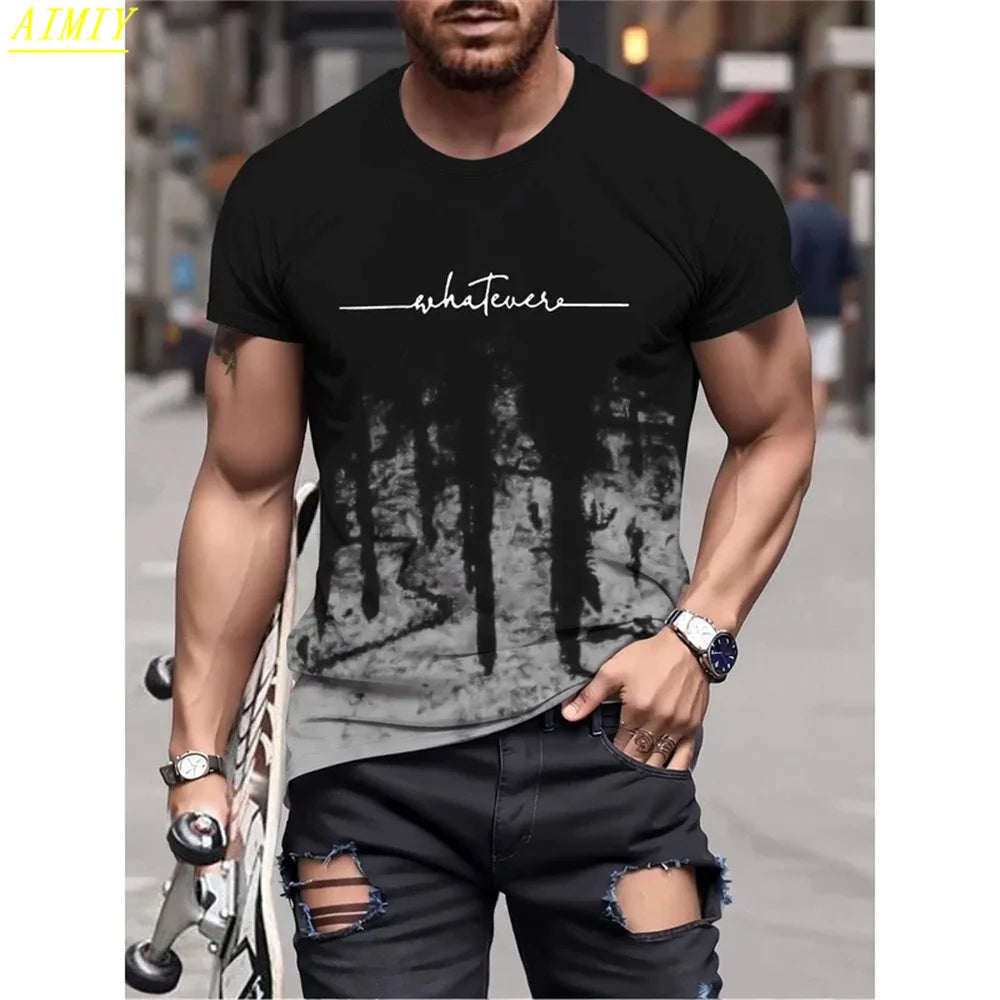 Mode D'été 3D Rayure Lettre Impression homme T-shirt Hip Hop Tendance Harajuku Streetwear Décontracté O-cou Surdimensionné T-shirts Hommes Hauts