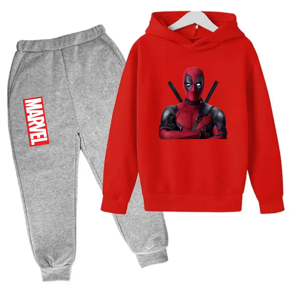 Marvel Deadpool sweat à capuche enfants pantalon costume 2 pièces ensemble garçon fille printemps automne sweat vêtements survêtements enfants à capuche Sportsuit